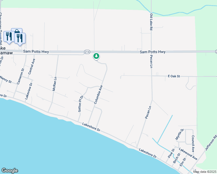 map of restaurants, bars, coffee shops, grocery stores, and more near 112 Schley Avenue in Lake Waccamaw