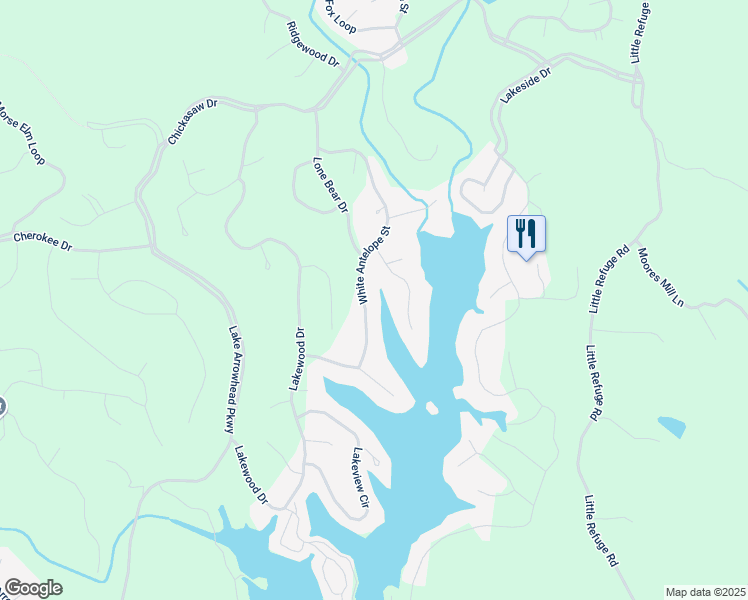 map of restaurants, bars, coffee shops, grocery stores, and more near 197 White Antelope Street in Waleska