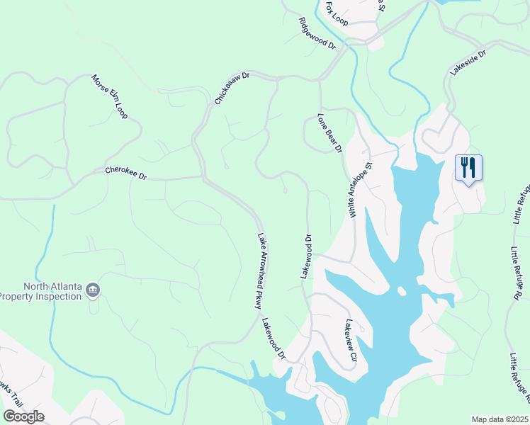 map of restaurants, bars, coffee shops, grocery stores, and more near 901 Lake Arrowhead Parkway in Waleska