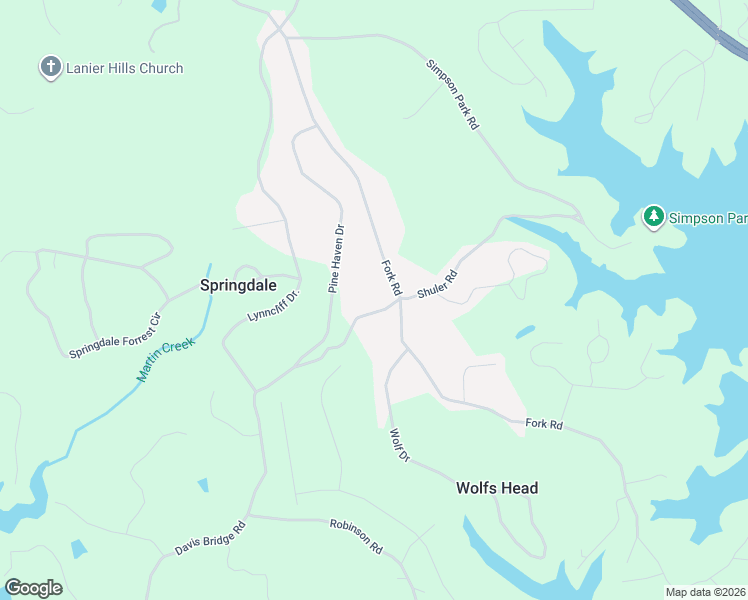 map of restaurants, bars, coffee shops, grocery stores, and more near 3106 Fork Road in Gainesville