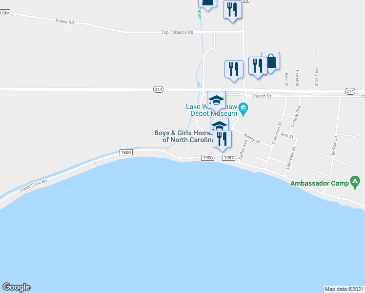 map of restaurants, bars, coffee shops, grocery stores, and more near 100 Weaver Drive in Lake Waccamaw