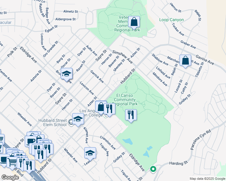 map of restaurants, bars, coffee shops, grocery stores, and more near 13150 Garrick Avenue in Los Angeles