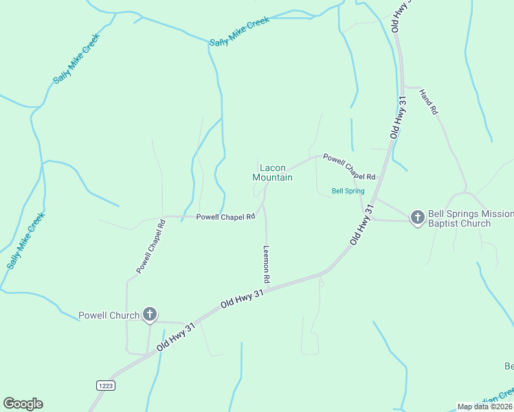 map of restaurants, bars, coffee shops, grocery stores, and more near 307 Powell Chapel Road in Falkville