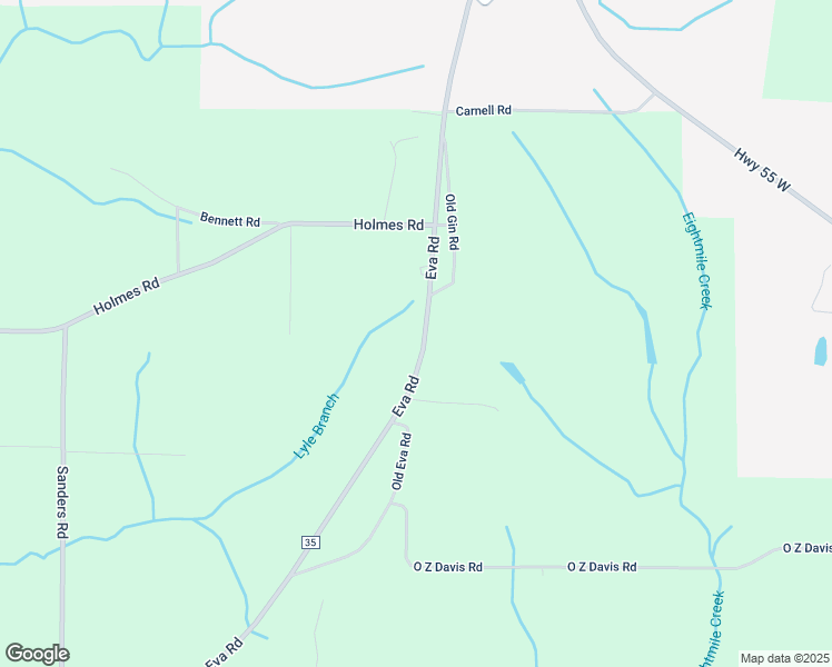 map of restaurants, bars, coffee shops, grocery stores, and more near 4589 Eva Road in Eva