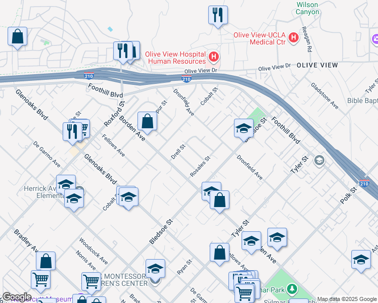 map of restaurants, bars, coffee shops, grocery stores, and more near 13553 Phillippi Avenue in Los Angeles