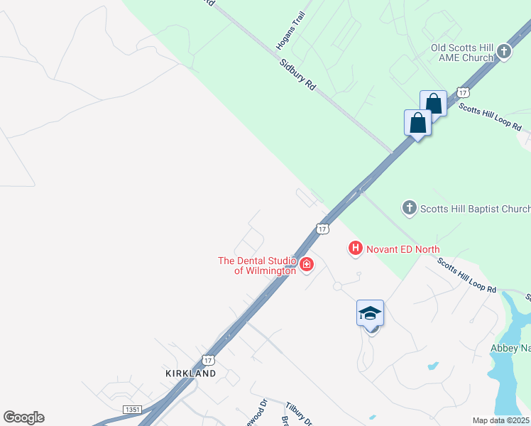 map of restaurants, bars, coffee shops, grocery stores, and more near 9124 Saint Thomas Court in Wilmington
