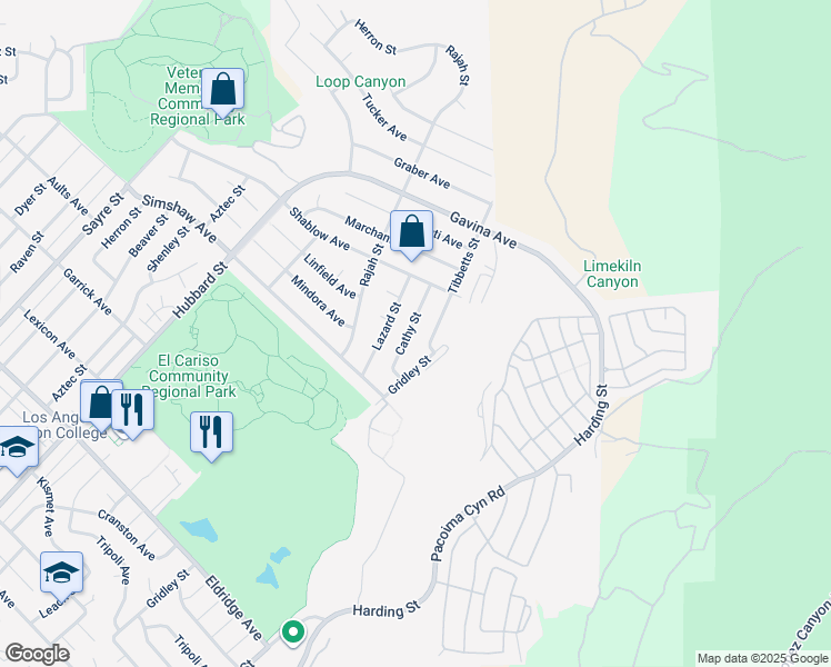 map of restaurants, bars, coffee shops, grocery stores, and more near 12626 Cathy Street in Los Angeles