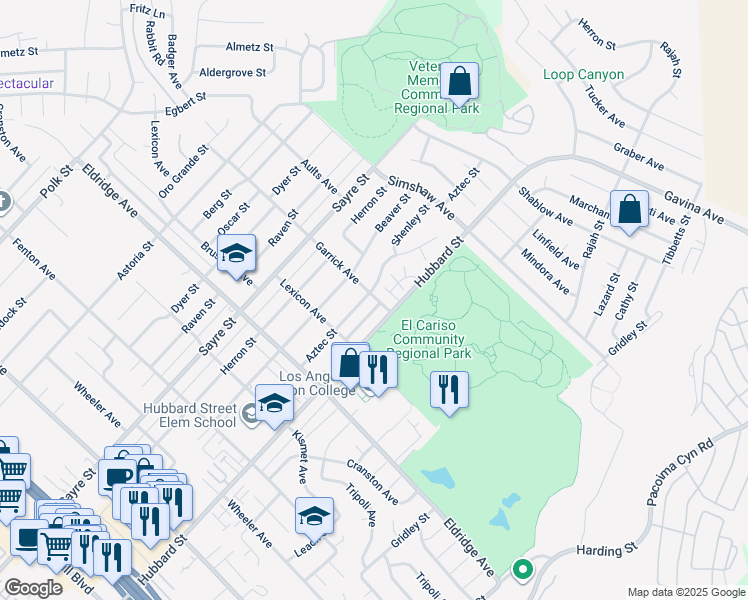 map of restaurants, bars, coffee shops, grocery stores, and more near 13150 Garrick Avenue in Los Angeles