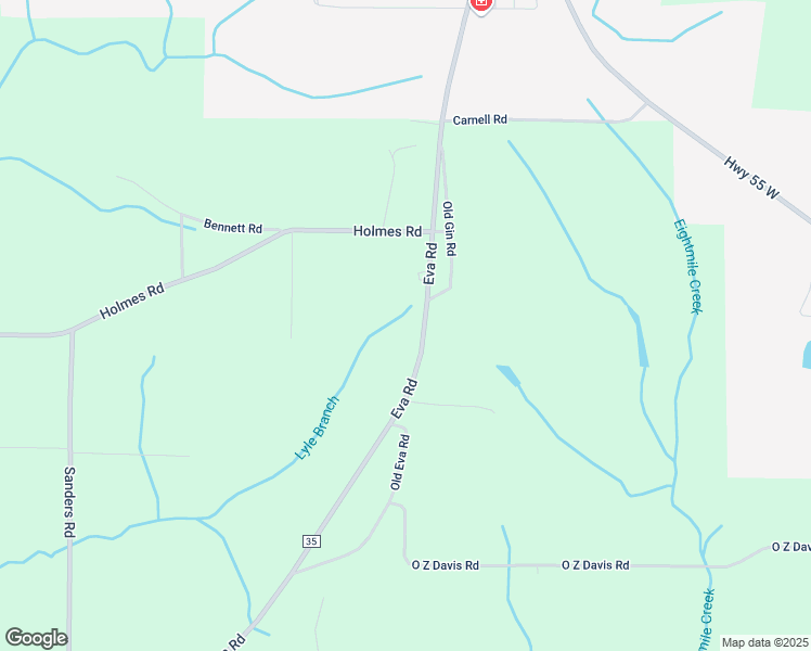 map of restaurants, bars, coffee shops, grocery stores, and more near 4589 Eva Road in Eva
