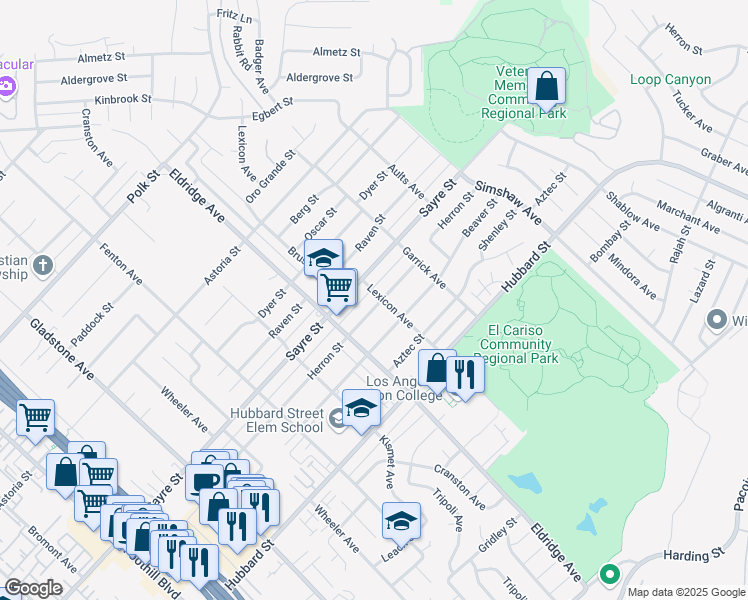 map of restaurants, bars, coffee shops, grocery stores, and more near 13307 Herron Street in Los Angeles