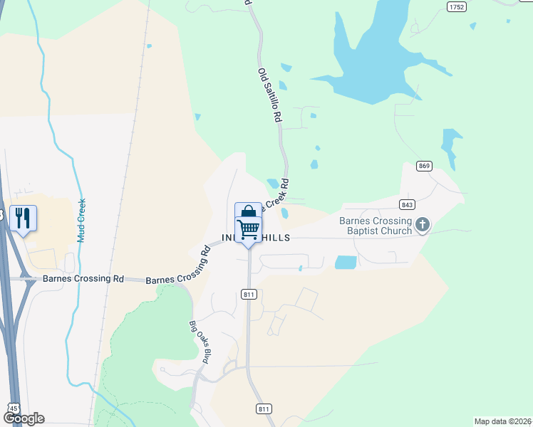 map of restaurants, bars, coffee shops, grocery stores, and more near 890-944 County Road 811 in Saltillo