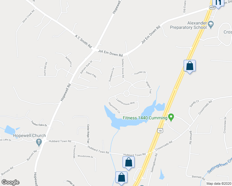 map of restaurants, bars, coffee shops, grocery stores, and more near 4640 Plainsman Circle in Cumming