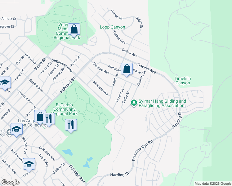 map of restaurants, bars, coffee shops, grocery stores, and more near 13547 Mindora Avenue in Los Angeles