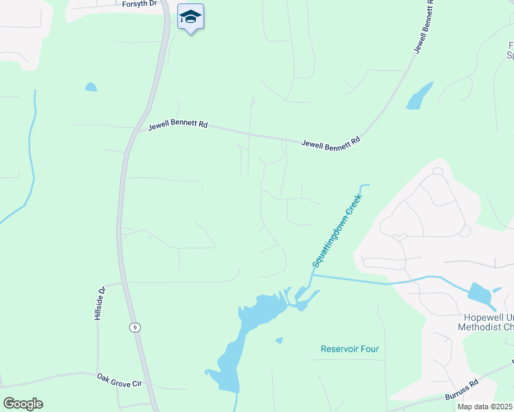 map of restaurants, bars, coffee shops, grocery stores, and more near 6625 Settingdown Creek Drive in Forsyth County