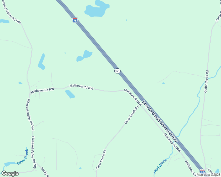 map of restaurants, bars, coffee shops, grocery stores, and more near 155 Mathews Road Northwest in Adairsville
