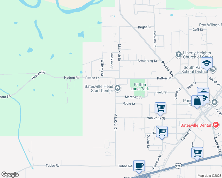 map of restaurants, bars, coffee shops, grocery stores, and more near 161 Martin Luther King Junior Drive in Batesville