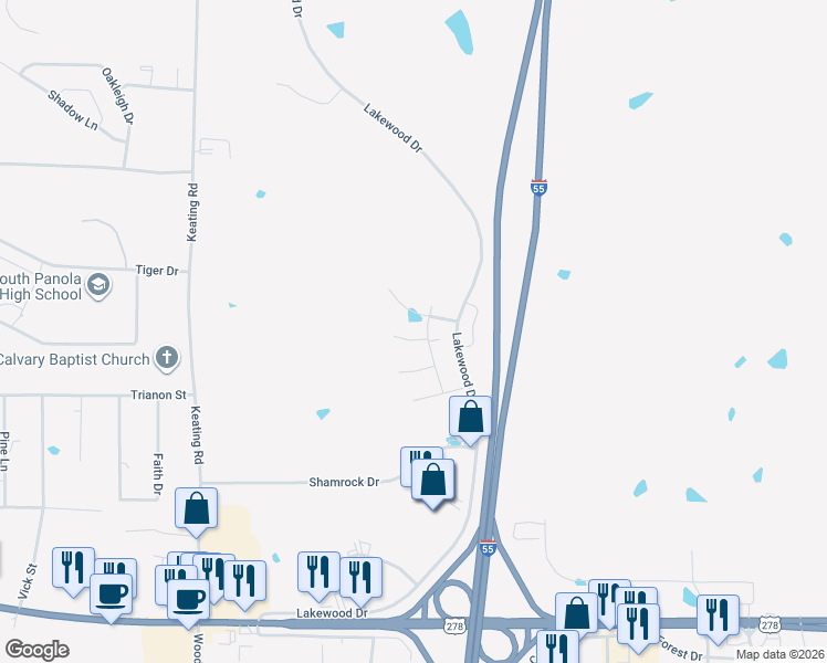 map of restaurants, bars, coffee shops, grocery stores, and more near 105-109 Sherwood Cove in Batesville