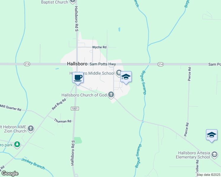 map of restaurants, bars, coffee shops, grocery stores, and more near 184 School Road in Hallsboro