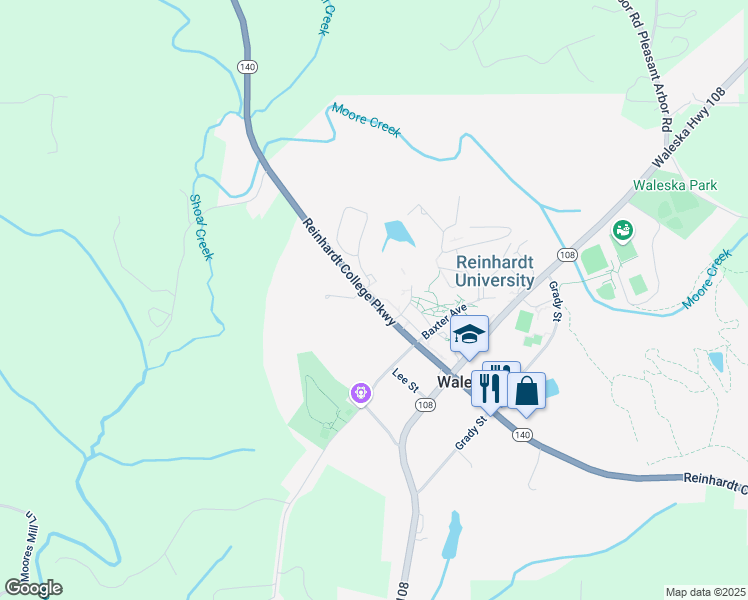 map of restaurants, bars, coffee shops, grocery stores, and more near 7291 Reinhardt College Pkwy in Waleska