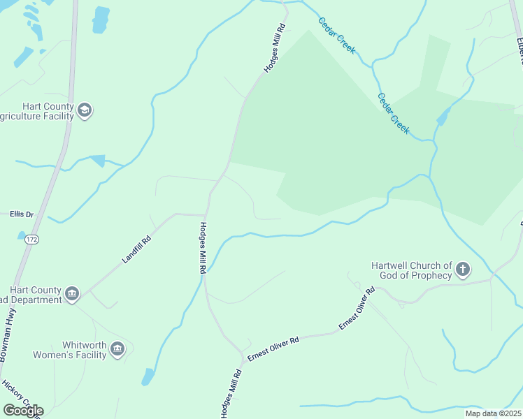 map of restaurants, bars, coffee shops, grocery stores, and more near 261 Tefel East Drive in Hartwell