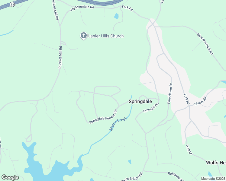 map of restaurants, bars, coffee shops, grocery stores, and more near 3490 Springdale Forrest Boulevard in Gainesville