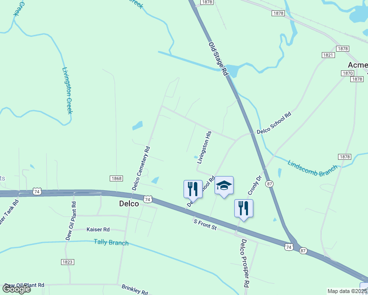 map of restaurants, bars, coffee shops, grocery stores, and more near 132 Carroll Street in Delco
