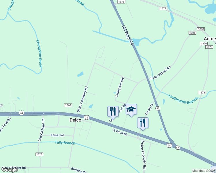 map of restaurants, bars, coffee shops, grocery stores, and more near 132 Carroll Street in Delco