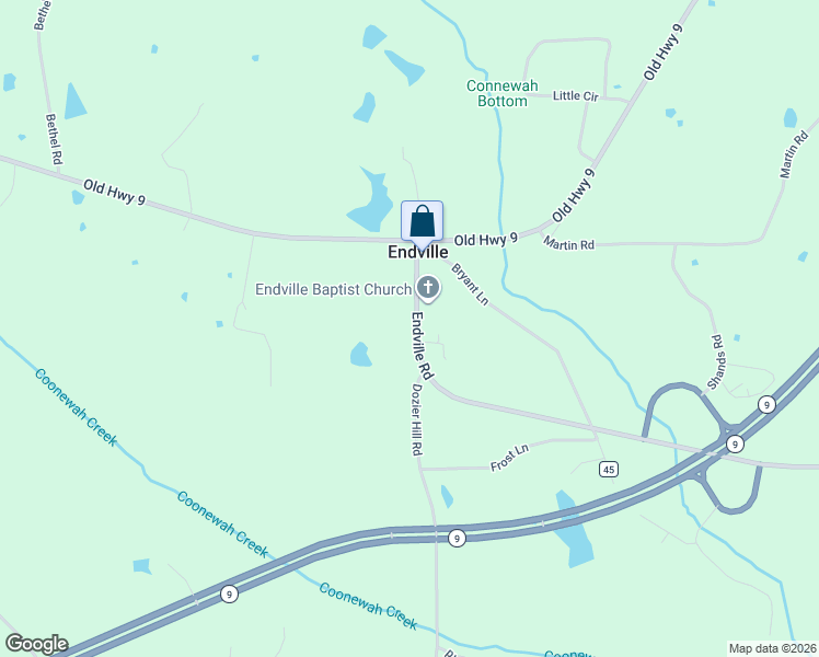 map of restaurants, bars, coffee shops, grocery stores, and more near 186 Endville Road in Pontotoc