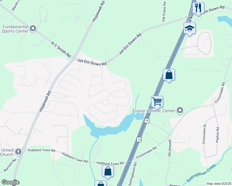 map of restaurants, bars, coffee shops, grocery stores, and more near 4620 Wagon Trail in Cumming