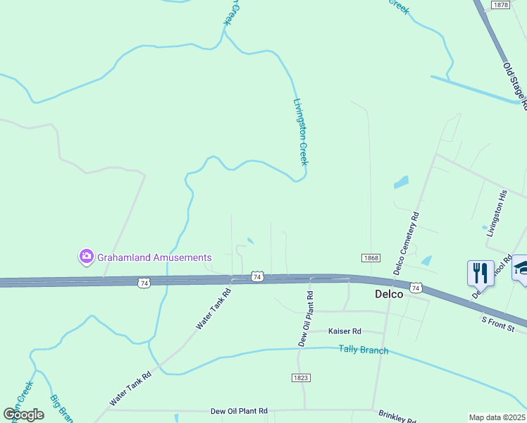 map of restaurants, bars, coffee shops, grocery stores, and more near 25221 Andrew Jackson Highway East in Delco