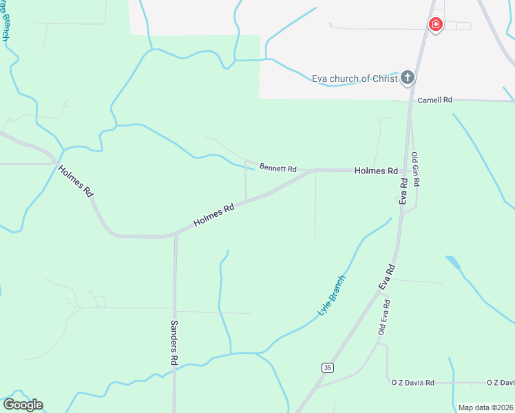 map of restaurants, bars, coffee shops, grocery stores, and more near 1163 Holmes Road in Eva