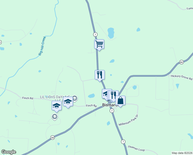 map of restaurants, bars, coffee shops, grocery stores, and more near 6973 Arkansas 7 in Bismarck