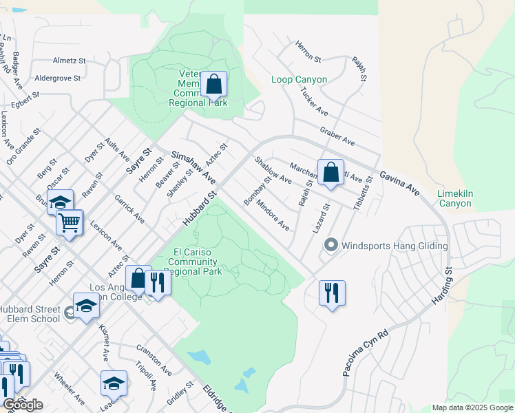 map of restaurants, bars, coffee shops, grocery stores, and more near 13657 Mindora Avenue in Los Angeles