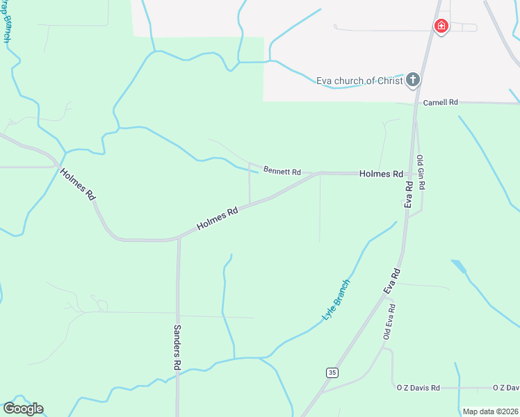 map of restaurants, bars, coffee shops, grocery stores, and more near 1163 Holmes Road in Eva