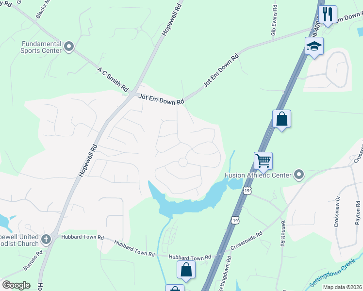 map of restaurants, bars, coffee shops, grocery stores, and more near 4510 Settlers Grove Road in Cumming
