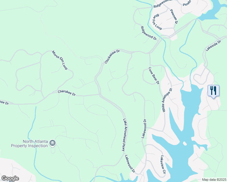 map of restaurants, bars, coffee shops, grocery stores, and more near 133 Louie Court in Waleska