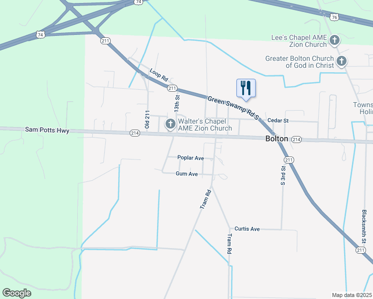 map of restaurants, bars, coffee shops, grocery stores, and more near 166 Poplar Avenue in Bolton