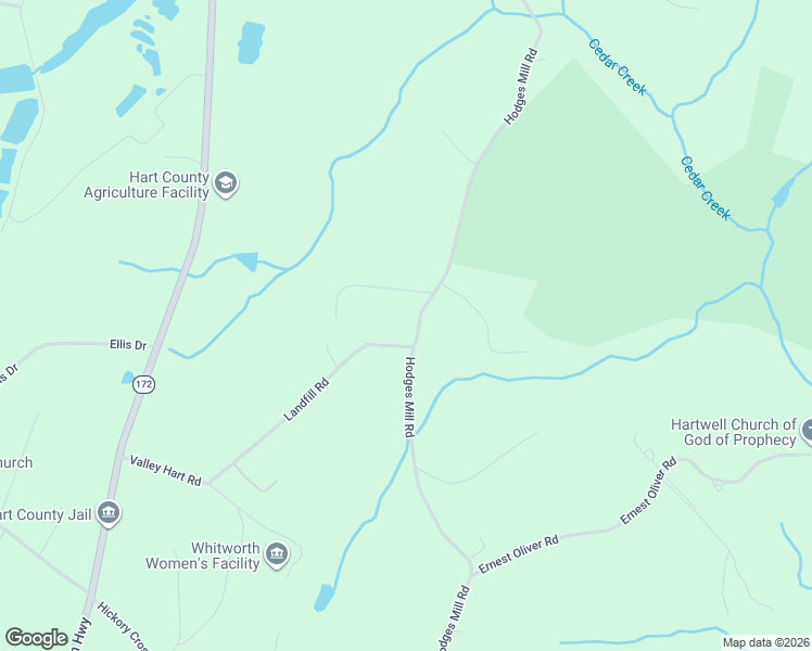 map of restaurants, bars, coffee shops, grocery stores, and more near 106-192 Landfill Road in Hartwell