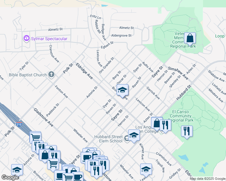 map of restaurants, bars, coffee shops, grocery stores, and more near 13673 Brussels Avenue in Los Angeles