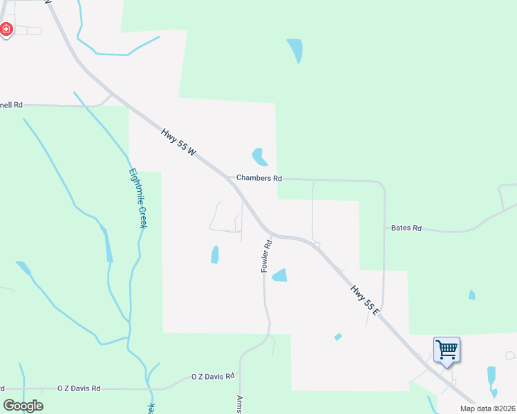 map of restaurants, bars, coffee shops, grocery stores, and more near 5120 County Road 55 in Eva