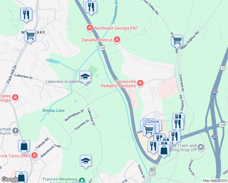 map of restaurants, bars, coffee shops, grocery stores, and more near 1969 Beverly Road in Gainesville