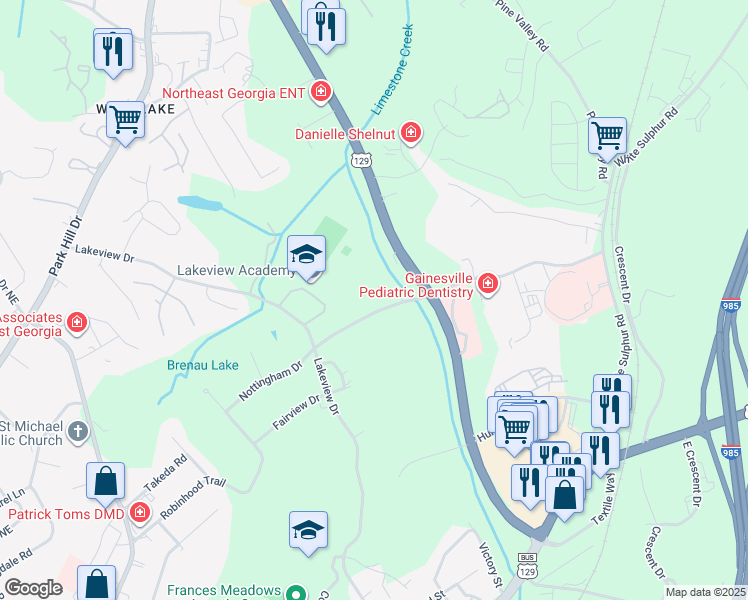 map of restaurants, bars, coffee shops, grocery stores, and more near 1969 Beverly Road in Gainesville