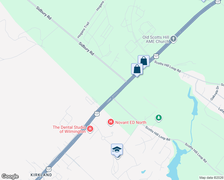map of restaurants, bars, coffee shops, grocery stores, and more near 10091 U.S. 17 in Wilmington