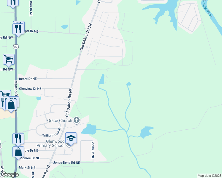 map of restaurants, bars, coffee shops, grocery stores, and more near 196 Painter Road Northeast in Rome