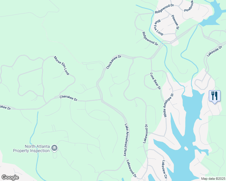 map of restaurants, bars, coffee shops, grocery stores, and more near 113 Louie Court in Waleska