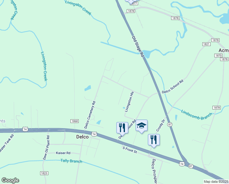 map of restaurants, bars, coffee shops, grocery stores, and more near 439 Livingston Hills in Delco