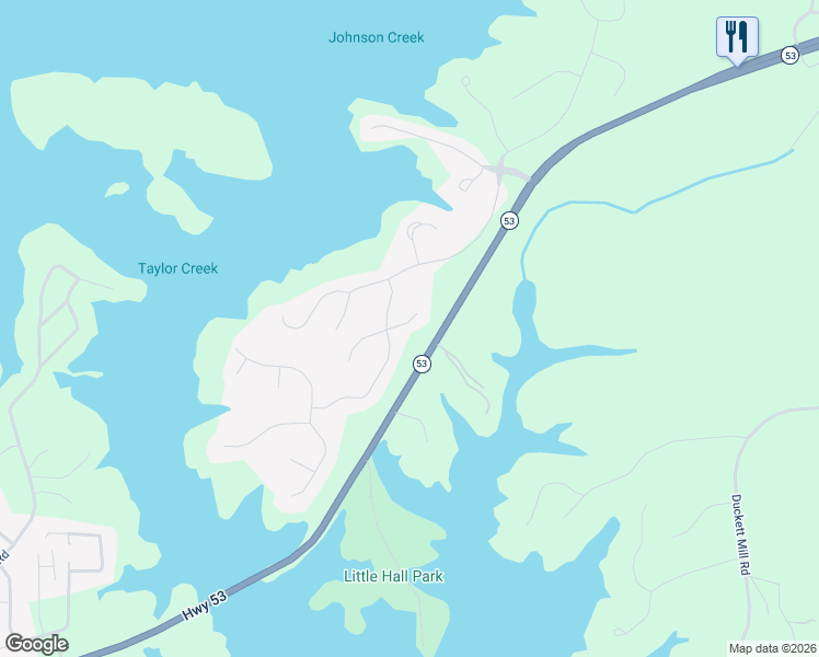 map of restaurants, bars, coffee shops, grocery stores, and more near 3532 Wake Run Court in Gainesville