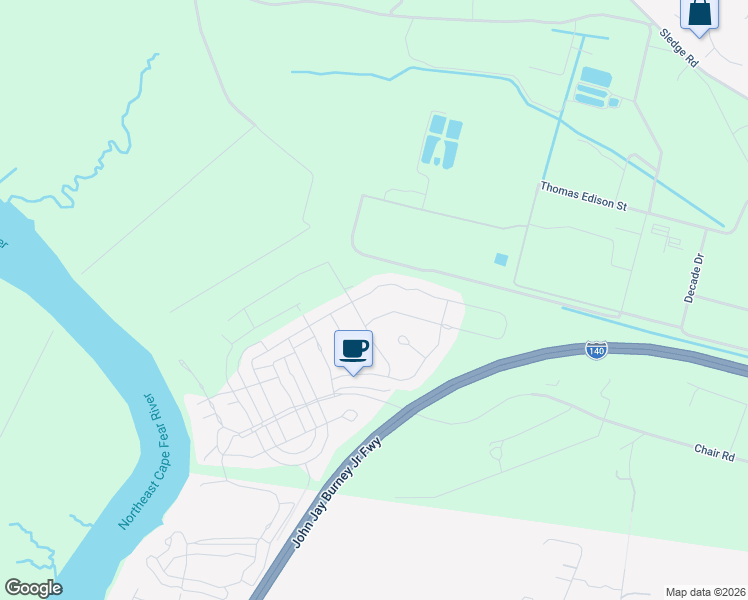 map of restaurants, bars, coffee shops, grocery stores, and more near 1000 Chair Road in Castle Hayne