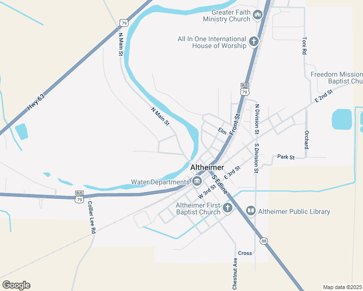 map of restaurants, bars, coffee shops, grocery stores, and more near 408 North Main Street in Altheimer