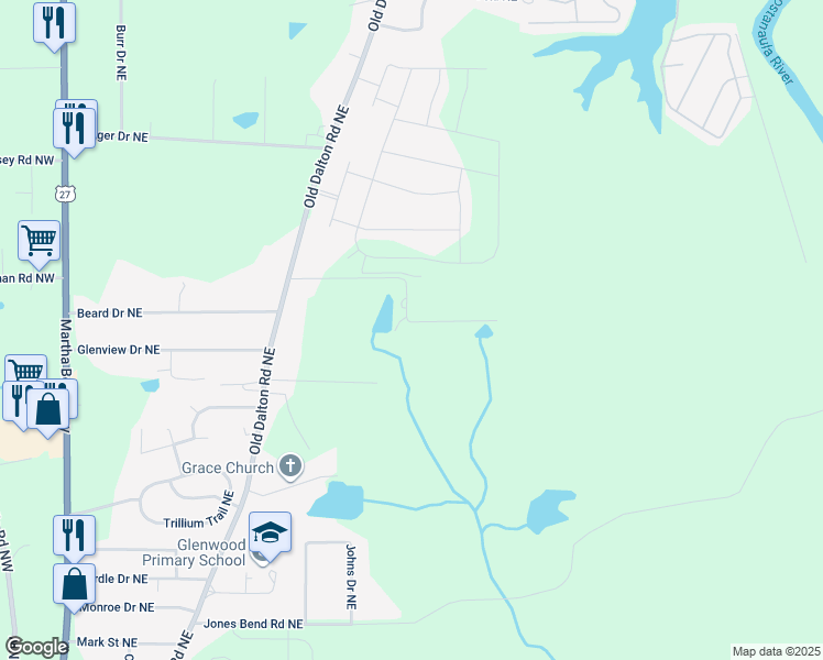 map of restaurants, bars, coffee shops, grocery stores, and more near 196 Painter Road Northeast in Rome